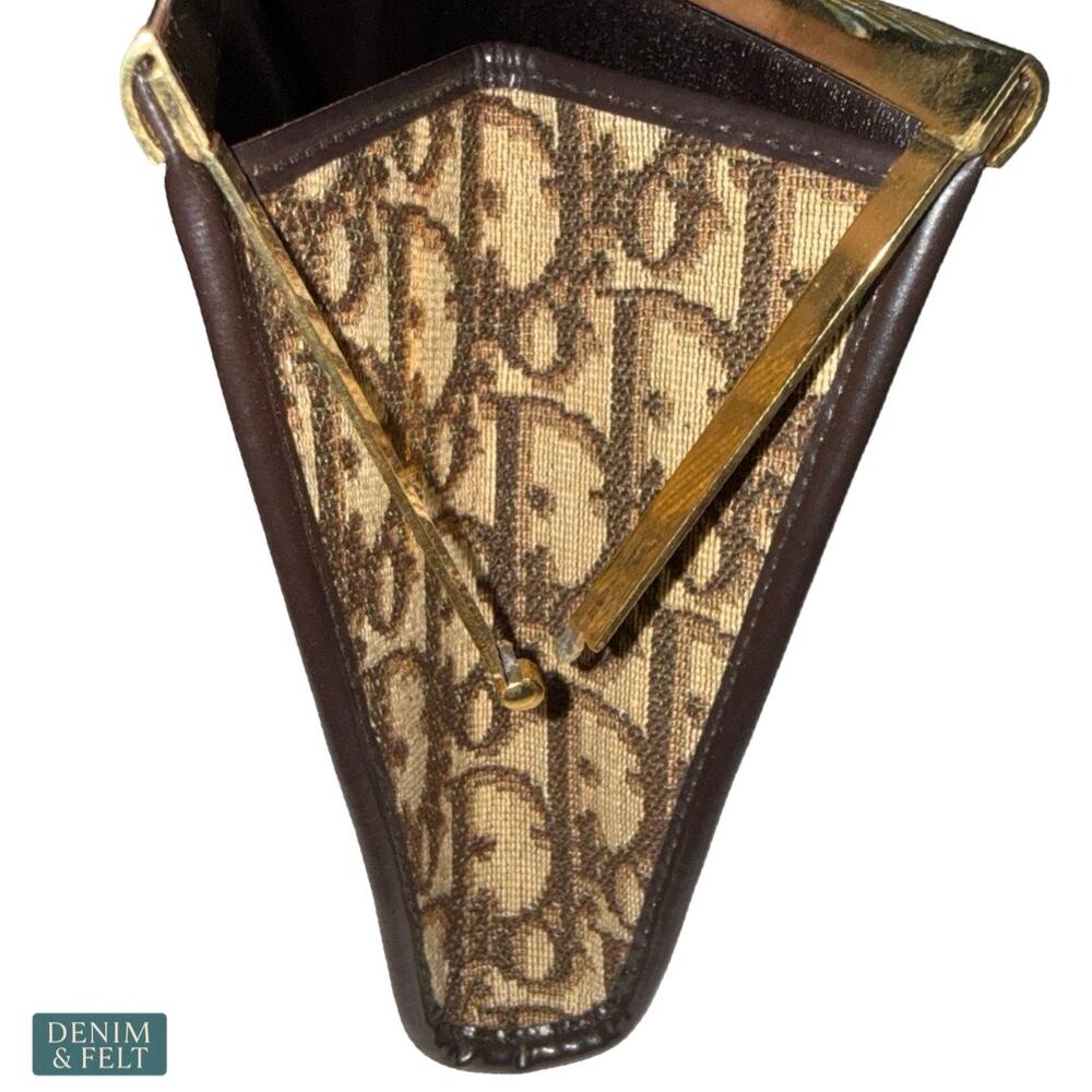 Christian Dior Trotter Jacquard Vintage Clutch Brown Monogram Frame Bag Rare - Picture 10 of 13